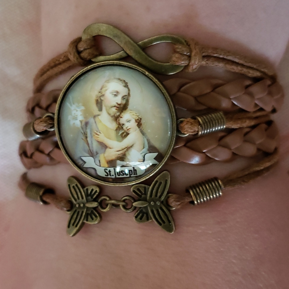 St Joseph Bracelet. Catholic Saints Bracelet braid